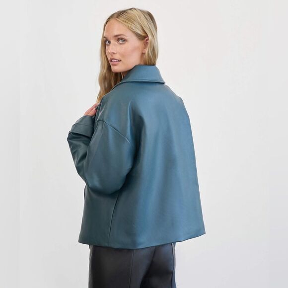 4th &‎ Reckless PU double breasted Victoria jacket in teal XL - Picture 3 of 10